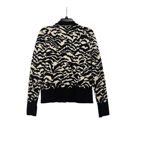 Women’s Jones New York Black & White Zebra Print Zippered Cardigan: Size M - Picture 5 of 11
